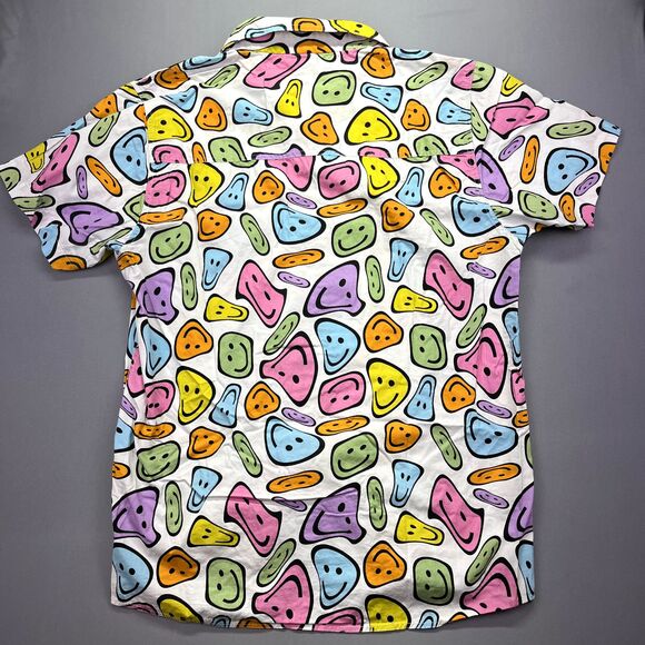 Vintage‎ aLab Button Down Shirt XL Melting Smiley Face Multicolor Hippy Trippy - Picture 12 of 14